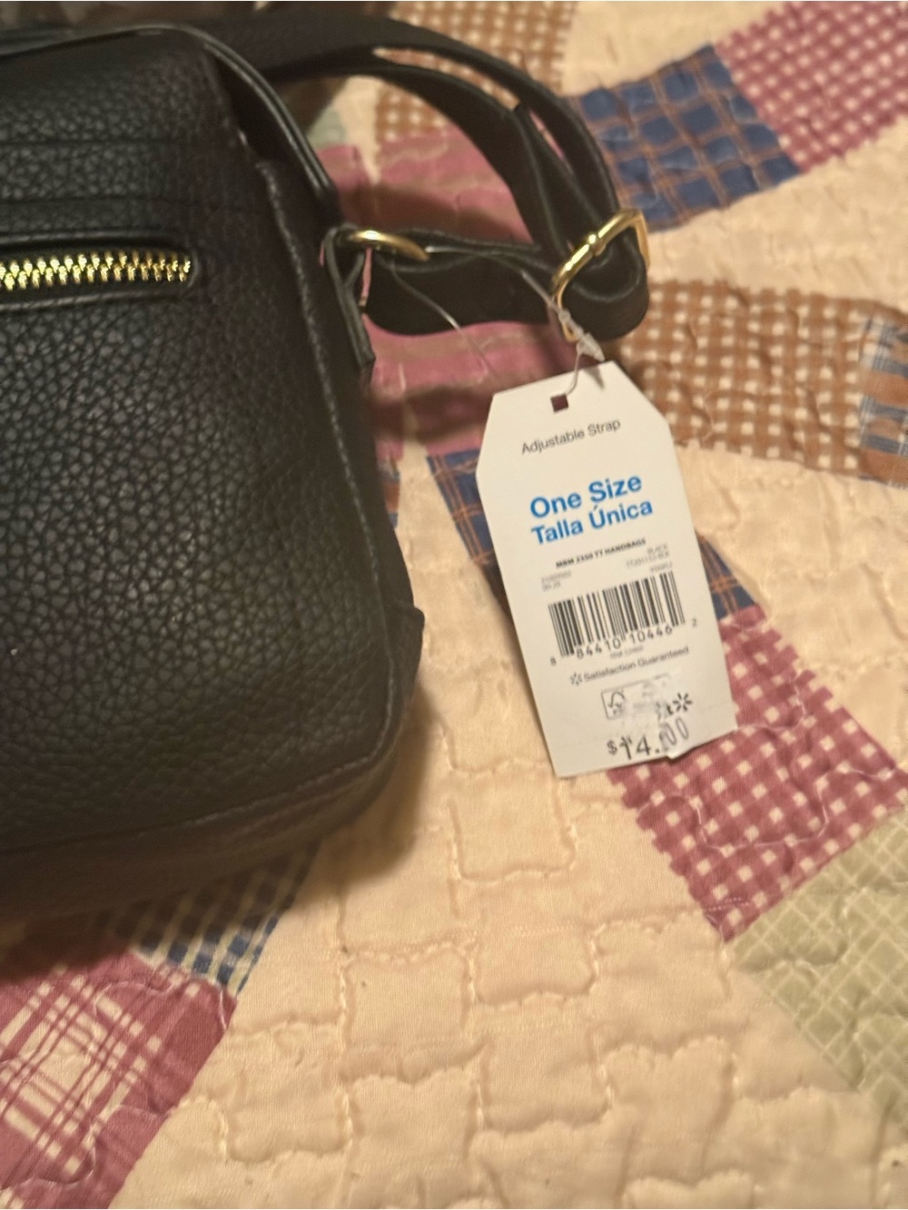 Time and Tru Black Crossbody with Gold-Tone Accents